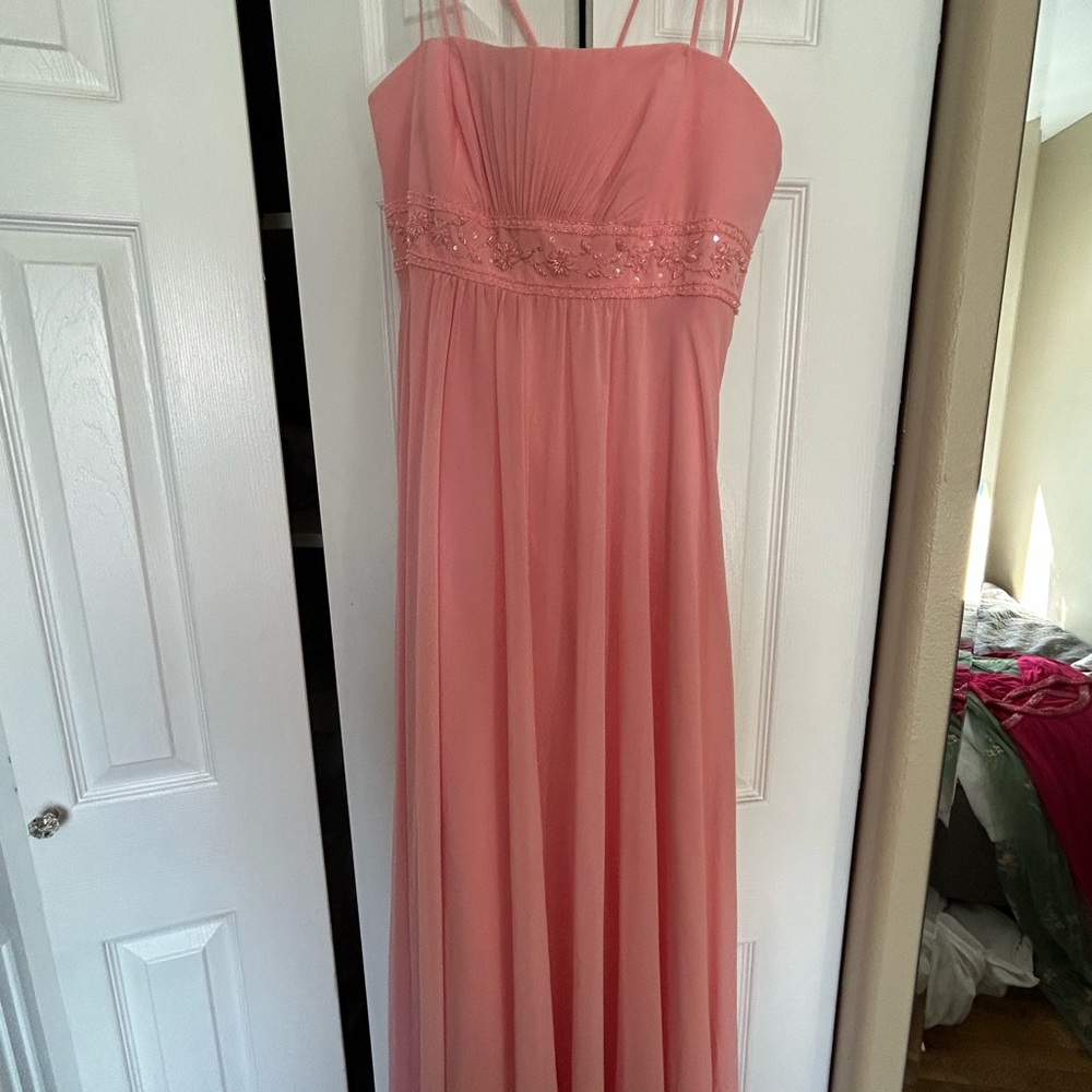 Elegant Pink Gown with Beaded Detail